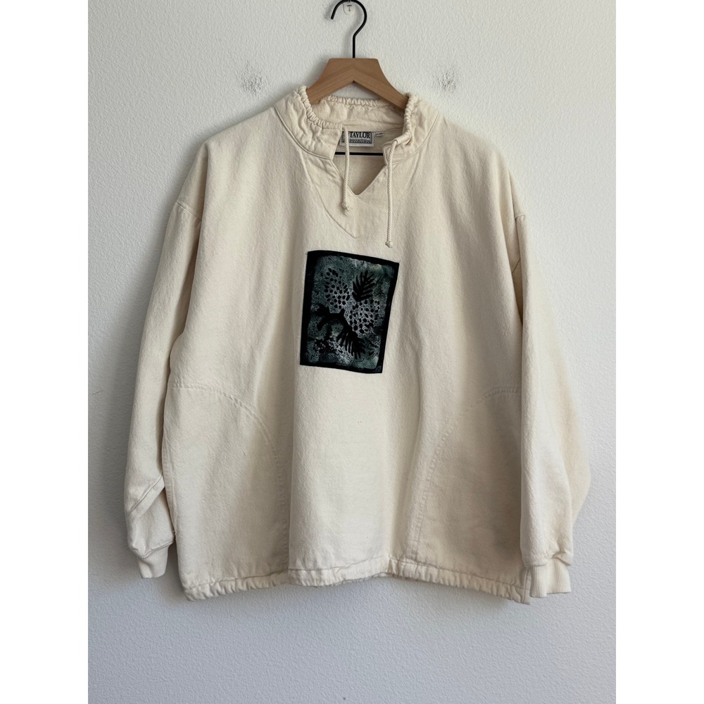 by TAYLOR 90s Vintage Split V-Neck Sweatshirt Oversized Gorpcore Cottagecore